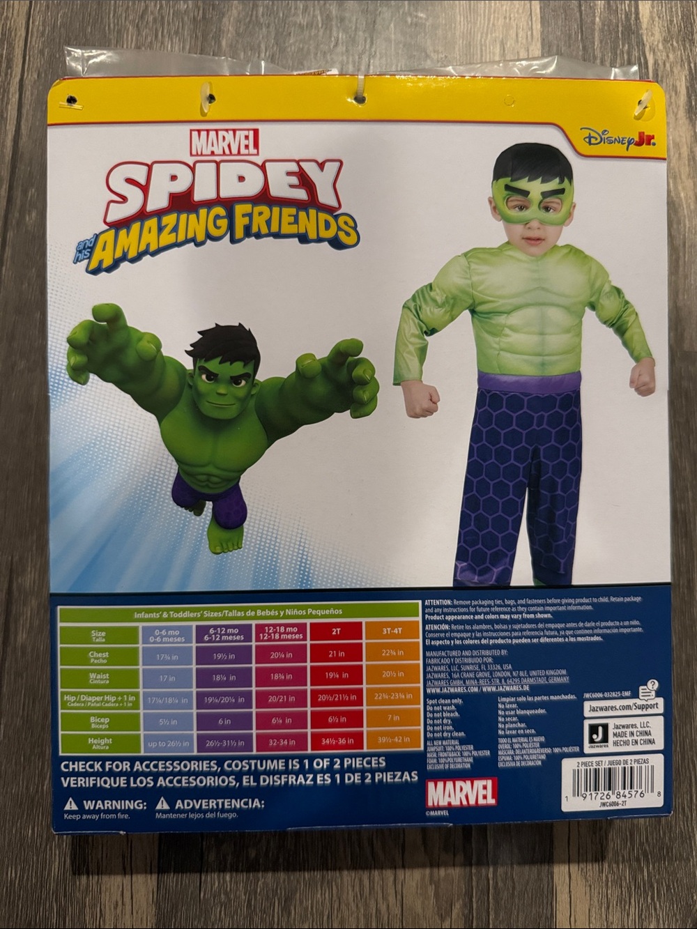 Marvel Hulk Toddlers Halloween Costume Green and Purple 2T - Picture 2 of 4